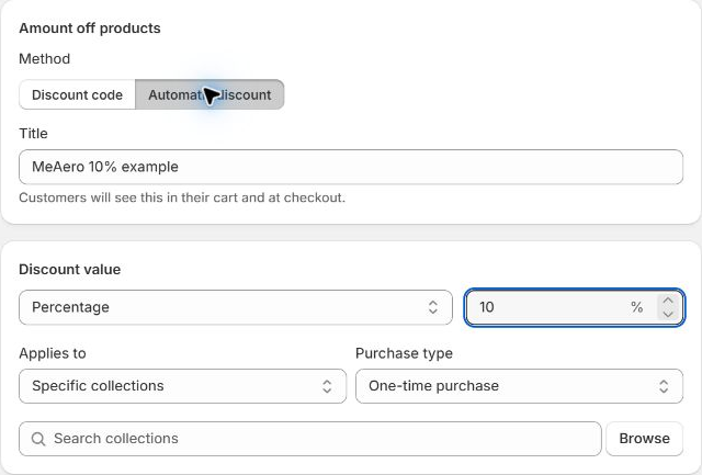 Automatic method, percentage, target and purchase type